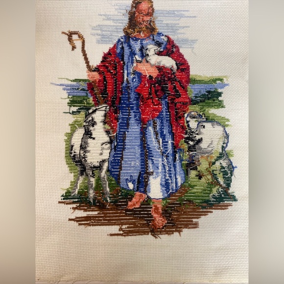 Bucilla Counted Cross Stitch Kit #49668, titled "Good Shepherd Readymade - Picture 7 of 8